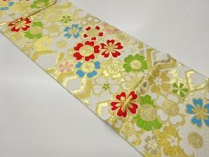 桜尽くしに菱模様織出し袋帯